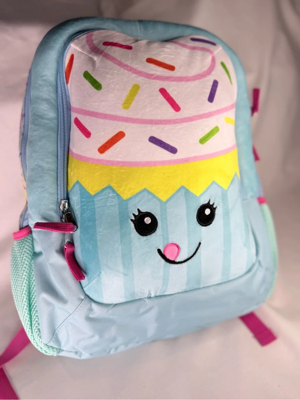 Libbey Light Blue Cupcake Backpack with Multicolor Sprinkles